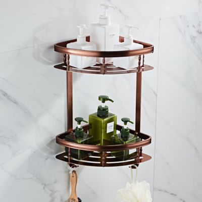 Bộ 5 Món Phụ Kiện Nhà Tắm Màu Hồng Đồng Cao Cấp - Giá Treo Khăn, Kệ Góc, Hộp Giấy & Móc 003