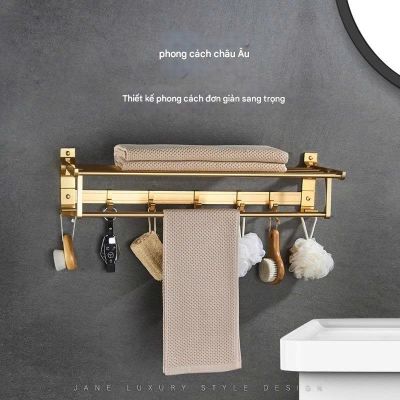 Bộ 6 Món Phụ Kiện Nhà Tắm Chống Ẩm - Giá Treo Khăn 50/60cm, Kệ Góc & Móc Di Động 005