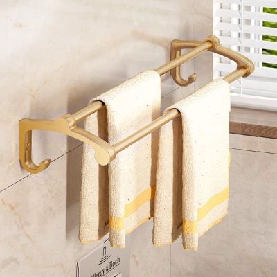 Bộ Giá Treo Đồ Nhà Tắm Màu Vàng Cao Cấp - Giá 3 Thanh, 2 Móc & Kệ Đa Năng Chống Ẩm