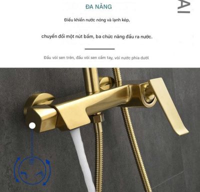 Bộ Vòi Sen 3 Chức Năng Mã 008 - Sen Mưa 9 Inch, Tay Cầm 3 Chế Độ, Vòi Xuống Nước Ẩn, Thiết Kế Gọn Nhẹ