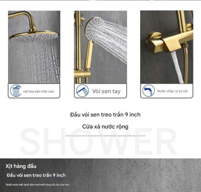 Bộ Vòi Sen 3 Chức Năng Mã 008 - Sen Mưa 9 Inch, Tay Cầm 3 Chế Độ, Vòi Xuống Nước Ẩn, Thiết Kế Gọn Nhẹ