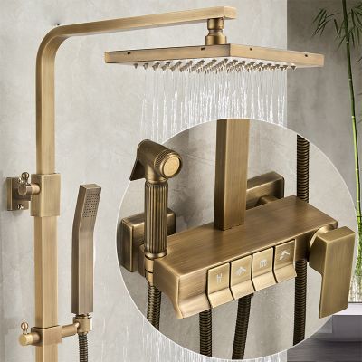 Bộ Vòi Sen Hiện Đại Mã 004 - Thiết Kế Vuông Gọn, Chức Năng Tăng Áp Mưa Lớn, Vòi Xả Dưới Gập Gọn