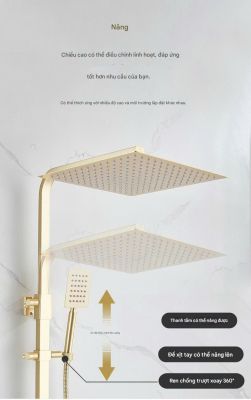 Bộ Vòi Sen Phong Cách Bắc Âu Mã 007 - Sen Mưa Lớn 12 Inch, Van Điều Khiển 4 Chức Năng, Thiết Kế Nhẹ Nhàng Sang Trọng