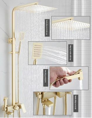 Bộ Vòi Sen Phong Cách Bắc Âu Mã 007 - Sen Mưa Lớn 12 Inch, Van Điều Khiển 4 Chức Năng, Thiết Kế Nhẹ Nhàng Sang Trọng