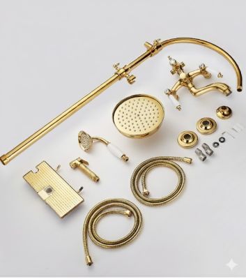 Bộ Vòi Sen Phong Cách Pháp Mã 005 - 4 Chế Độ Xuất Nước: Sen Mưa, Tay Cầm, Vòi Rửa Mạnh, Vòi Thường