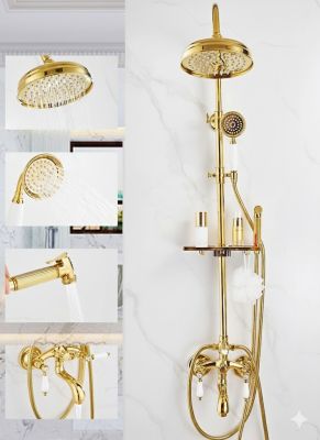 Bộ Vòi Sen Phong Cách Pháp Mã 005 - 4 Chế Độ Xuất Nước: Sen Mưa, Tay Cầm, Vòi Rửa Mạnh, Vòi Thường