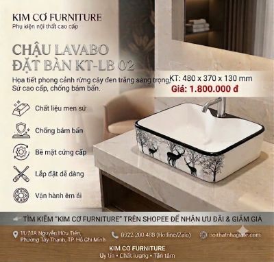 Chậu Lavabo Đặt Bàn KT-LB 02 – Họa Tiết Phong Cảnh Rừng Cao Cấp