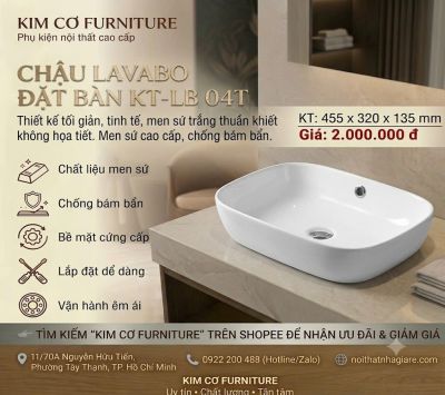 Chậu Lavabo Đặt Bàn KT-LB 04T – Thiết Kế Tối Giản Tinh Tế