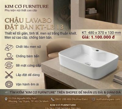 Chậu Lavabo Đặt Bàn KT-LB 13 – Thiết Kế Tối Giản Tinh Tế