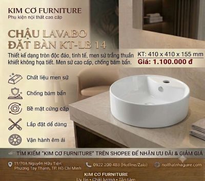 Chậu Lavabo Đặt Bàn KT-LB 14 – Thiết Kế Dạng Tròn Độc Đáo