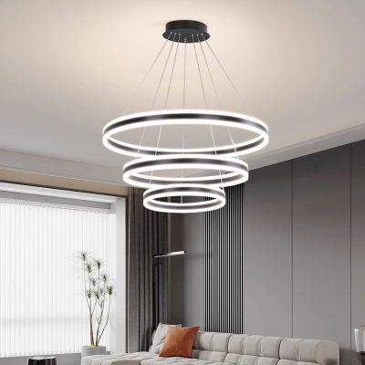 ĐÈN LED THẢ VÀNG 3 VÒNG TRÒN DT012 – ĐẲNG CẤP KHÔNG GIAN HIỆN ĐẠI