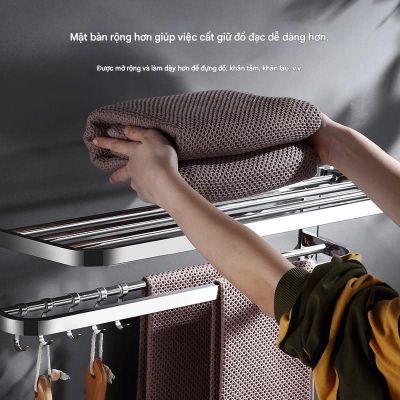 Giá Treo Khăn Gập Inox 304 2 Tầng Có Móc - Đa Năng, Tiết Kiệm Không Gian 008