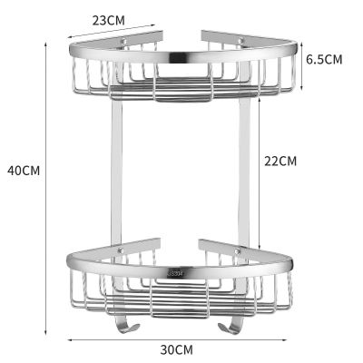 Kệ Góc Nhà Tắm Inox 304 Đa Dạng - 1/2/3 Tầng, Có Móc, Không Khoan 009