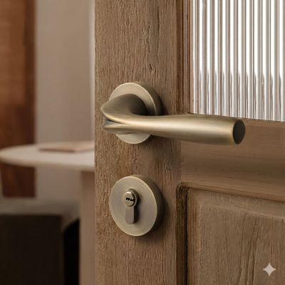 Khóa cửa tay gạt hợp kim kẽm màu đồng cổ cao cấp – Mã 047