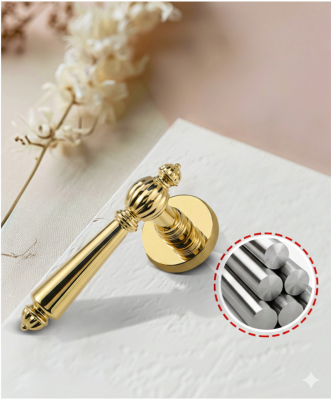 Khóa Cửa Tay Gạt PVD Vàng Phong Cách Pháp – Hợp Kim Kẽm Cao Cấp 042