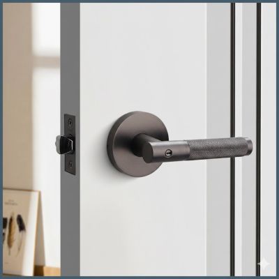 Khóa Cửa Tay Gạt Tròn Tối Giản Hợp Kim Kẽm Cao Cấp – Mã 044