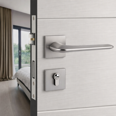 Khóa cửa tay gạt vuông hiện đại – Chất liệu đồng thau 053