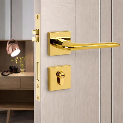 Khóa cửa tay gạt vuông hiện đại – Chất liệu đồng thau 053