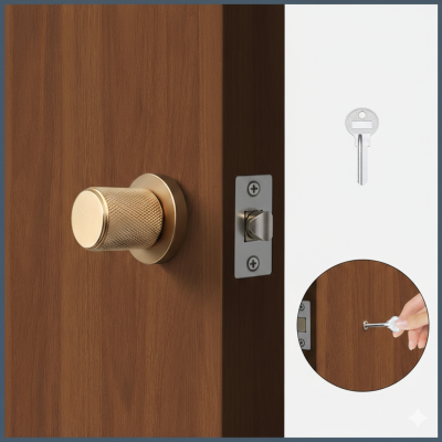 Khoá cửa tay nắm tròn tối giản hợp kim kẽm cho cửa gỗ 043