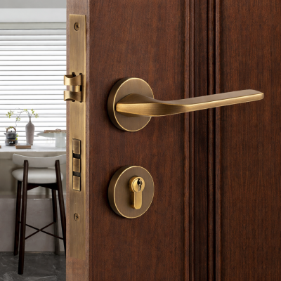 Khóa tay gạt cửa phòng đồng thau cao cấp 055