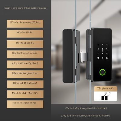  Khóa Vân Tay Cửa Kính Văn Phòng Không Đục Lỗ