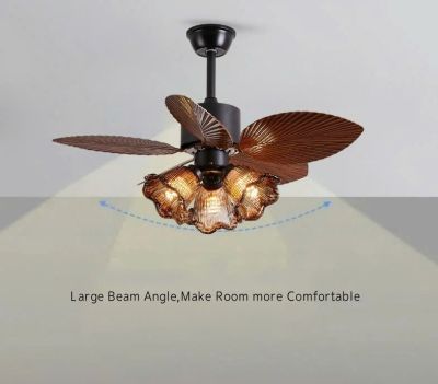 Quạt trần đèn chùm cánh lá phong cách Châu Âu