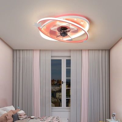 Quạt trần đèn LED ốp trần vòng xoay hiện đại