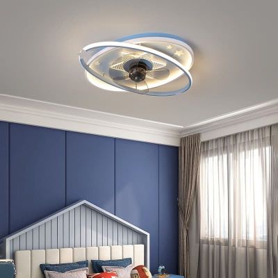 Quạt trần đèn LED ốp trần vòng xoay hiện đại