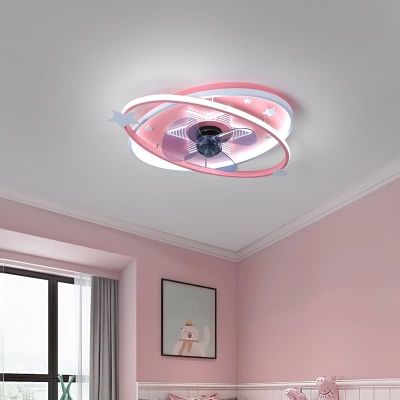 Quạt trần đèn LED ốp trần vòng xoay hiện đại
