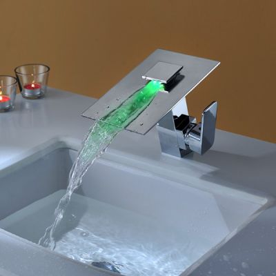 VÒI LAVABO NÓNG LẠNH CHẤT LIỆU INOX LED 028