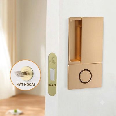 Khóa Cửa Lùa Âm Một Mặt Bằng Đồng Cao Cấp – Mã 058