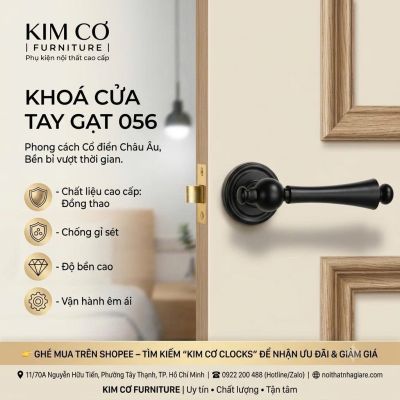 Khóa Cửa Tay Gạt Đồng Thau Cao Cấp - Khoá Không Chìa 056