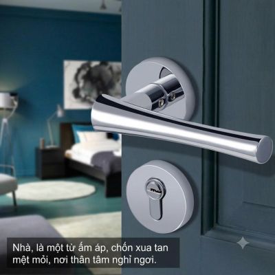 Khóa Cửa Tay Gạt Hợp Kim Bóng Crom Cao Cấp – Mã 062