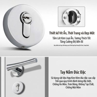 Khóa Cửa Tay Gạt Hợp Kim Bóng Crom Cao Cấp – Mã 062