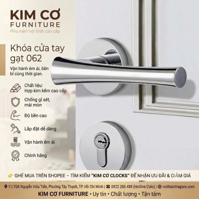 Khóa Cửa Tay Gạt Hợp Kim Bóng Crom Cao Cấp – Mã 062