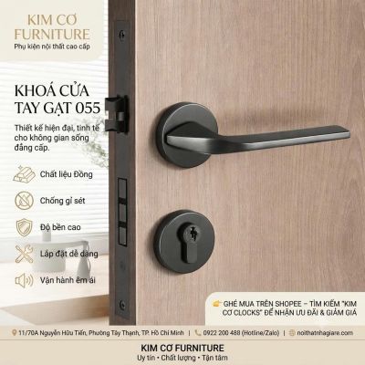 Khóa tay gạt cửa phòng đồng thau cao cấp 055