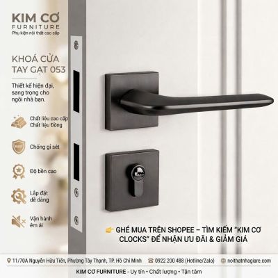 Khóa cửa tay gạt vuông hiện đại – Chất liệu đồng thau 053