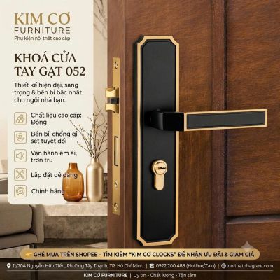 Khóa cửa tay gạt đồng cao cấp phong cách hiện đại – 052