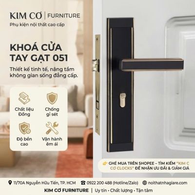 Khoá cửa tay gạt đồng nguyên khối dùng cho chung cư căn hộ – Mã 051