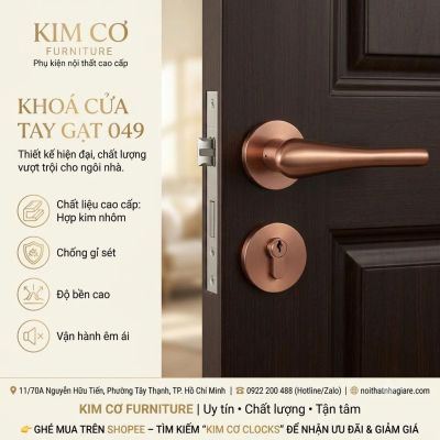 Khóa Tay Gạt Cửa Nội Thất Hợp Kim Nhôm Cao Cấp Mã 049 – Thiết Kế Hiện Đại, Vận Hành Êm Ái