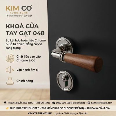 Khóa cửa tay gạt gỗ óc chó hợp kim kẽm cao cấp – Mã 048