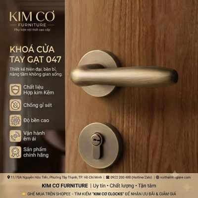 Khóa cửa tay gạt hợp kim kẽm màu đồng cổ cao cấp – Mã 047