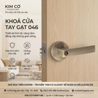 Khóa cửa tay gạt hợp kim kẽm mã 046 – phong cách hiện đại cho cửa gỗ