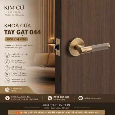 Khóa Cửa Tay Gạt Tròn Tối Giản Hợp Kim Kẽm Cao Cấp – Mã 044