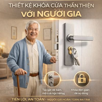Thiết kế kh&oacute;a cửa th&acirc;n thiện với người gi&agrave;