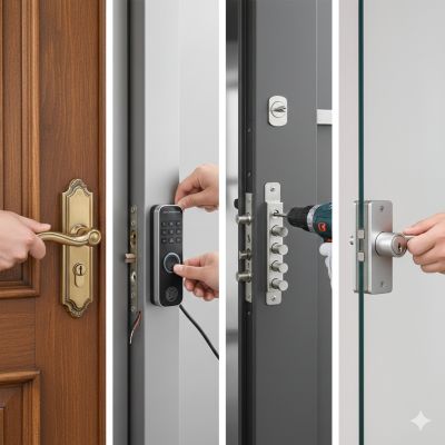 C&aacute;ch chọn kh&oacute;a cửa ph&ugrave; hợp với từng loại cửa: Gỗ, Nh&ocirc;m, Th&eacute;p, K&iacute;nh