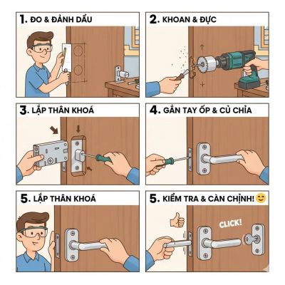 Hướng Dẫn C&aacute;ch Lắp Đặt Kh&oacute;a Tay Gạt Tại Nh&agrave; Đơn Giản, Đ&uacute;ng Kỹ Thuật