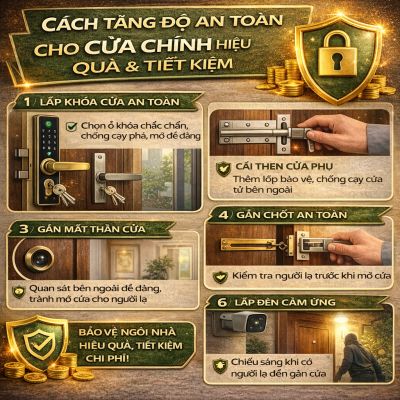 C&aacute;ch tăng độ an to&agrave;n cho cửa ch&iacute;nh hiệu quả v&agrave; tiết kiệm